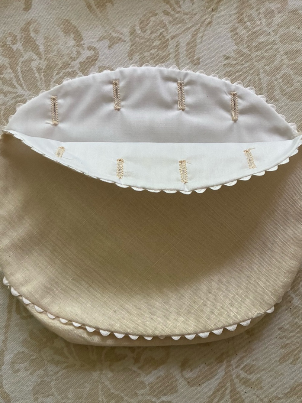 NEW Bermuda Bag Cover Cream White with White Scallop Piping 4 Button Vintage
